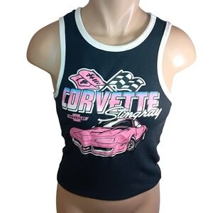 GM General Motors Corvette Stingray Ribbed Tank Top Graphic Print Streetwear S